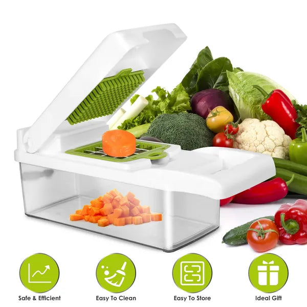 12 In 1 Vegetable Chopper With Container Kitchen Food Slicer Dicer Grater Peeler Egg Separator Hand Protector For Onion Salad Potato GPCT2055Pro