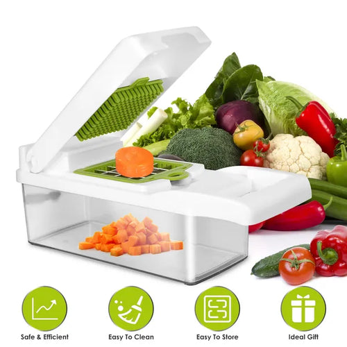 12 In 1 Vegetable Chopper With Container Kitchen Food Slicer Dicer Grater Peeler Egg Separator Hand Protector For Onion Salad Potato GPCT2055Pro